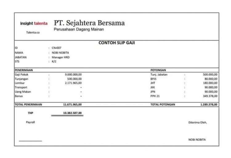 Contoh Slip Gaji Sederhana dan Komponen Penting di Dalamnya Moxa Blog