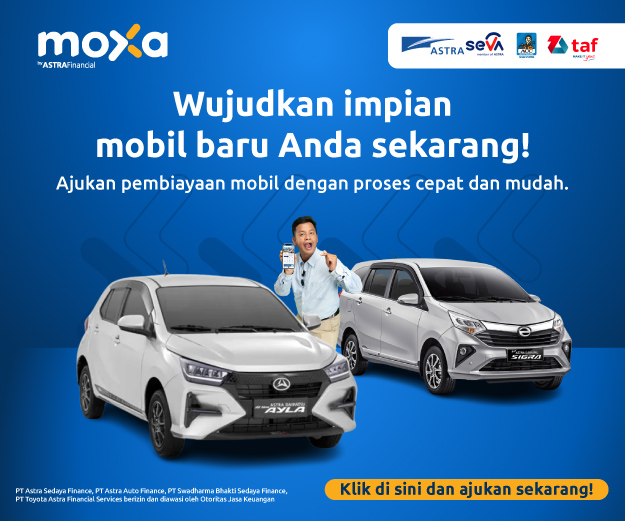 beli mobil baru di aplikasi moxa by astra financial x Seva, acc, taff